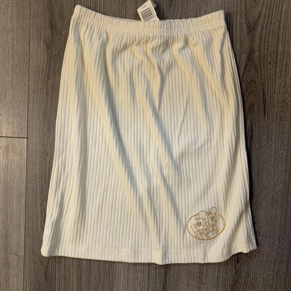 NWT Vintage Disney Store Catalog Mickey Minnie Ribbed Skirt Size MD Cream